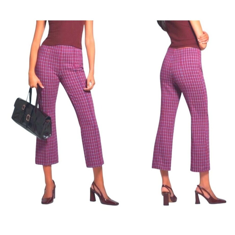 Maeve By Anthropologie Small The Margot Houndstooth Kick Flare Cropped Pants
